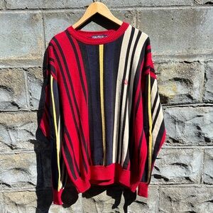 Vintage Nautica striped sweater size L cotton knit sailing 90s